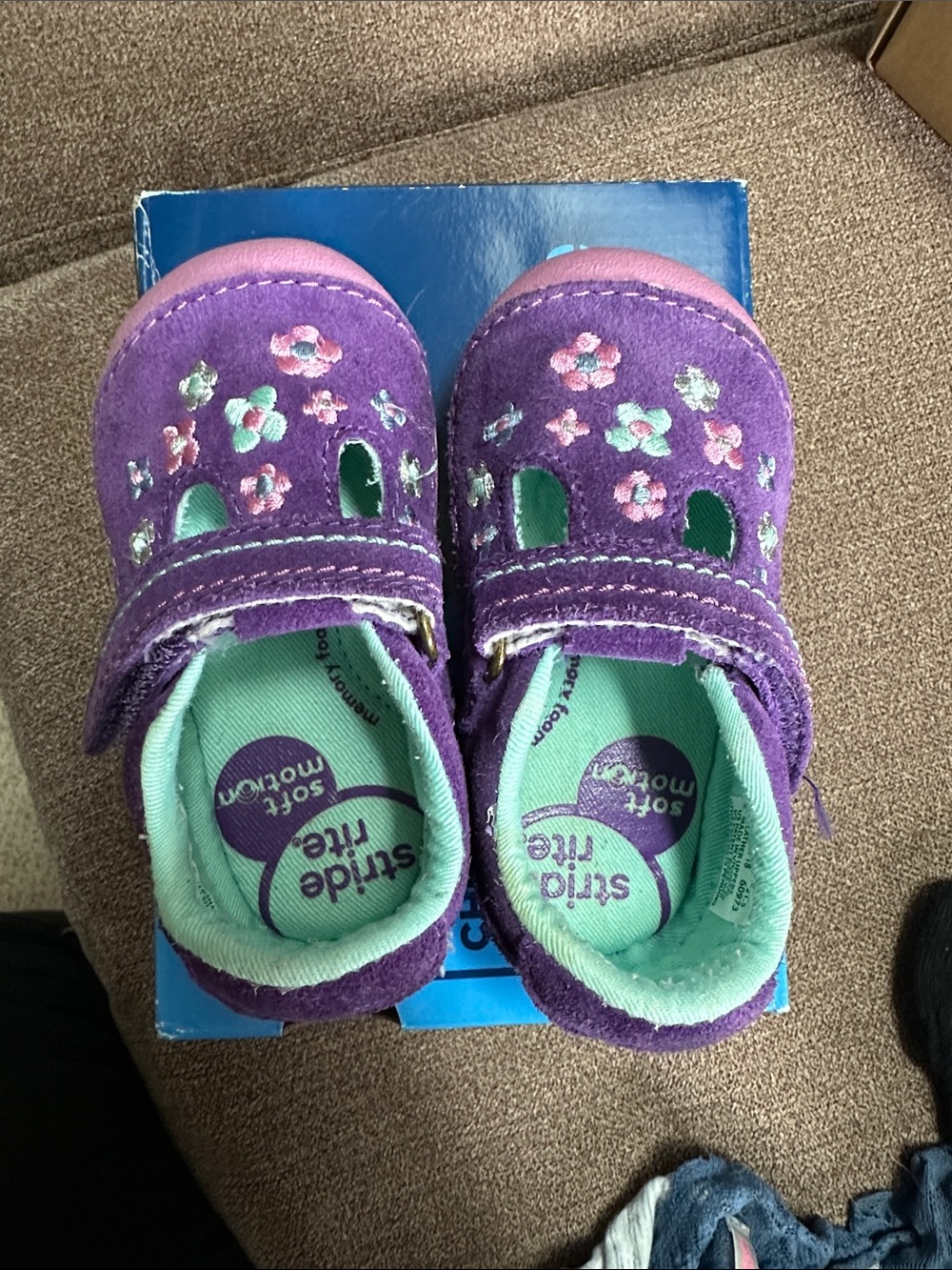 Stride Rite Purple Floral Mary Jane Toddler Shoes